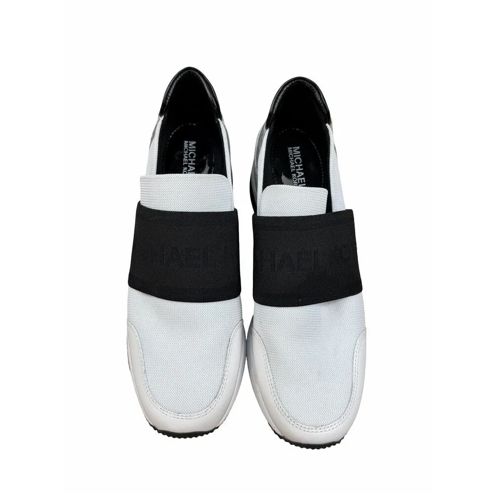 MICHAEL KORS Women's Felix Trainer Mesh Logo Sneakers White Silver Sz 9 M